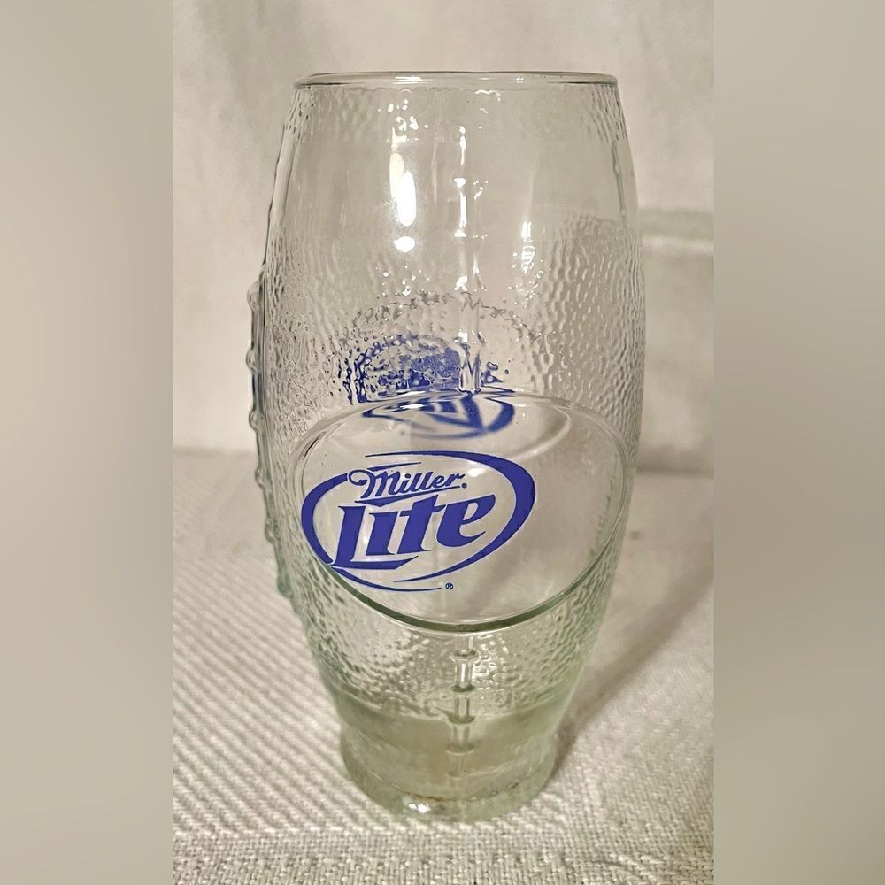 Miller Lite Ale House Football Shape Clear Drinking Glass Man Cave Pint Beer NFL